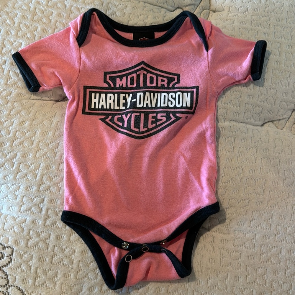 Harley Davidson pink onesie 3-6 months